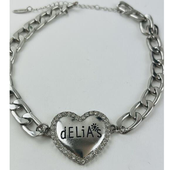 Dolls Kill Delia's Necklace Silver Tone Heavy Cuban Link 90's Y2K Retro Choker R - Picture 1 of 12